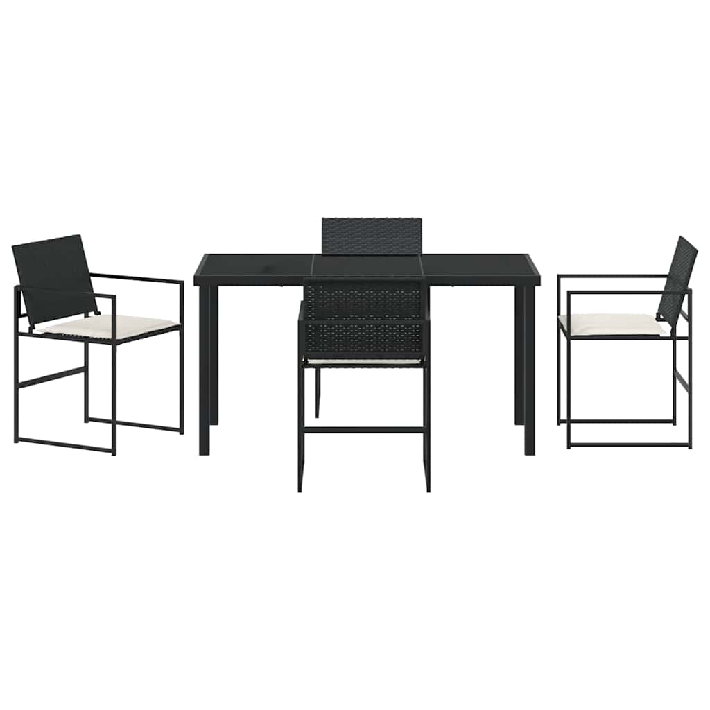 Garten Essgruppe 5 pcs Schwarz Poly Rattan