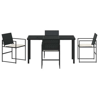 Garten Essgruppe 5 pcs Schwarz Poly Rattan