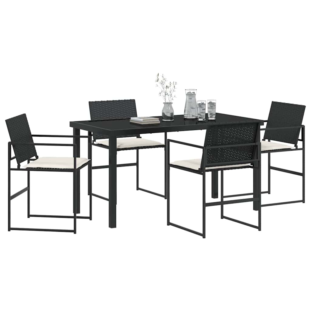 Garten Essgruppe 5 pcs Schwarz Poly Rattan