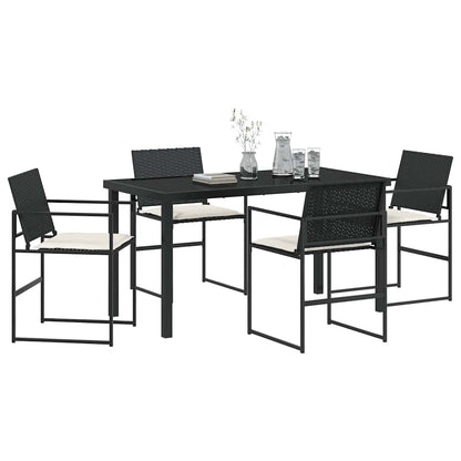 Garten Essgruppe 5 pcs Schwarz Poly Rattan