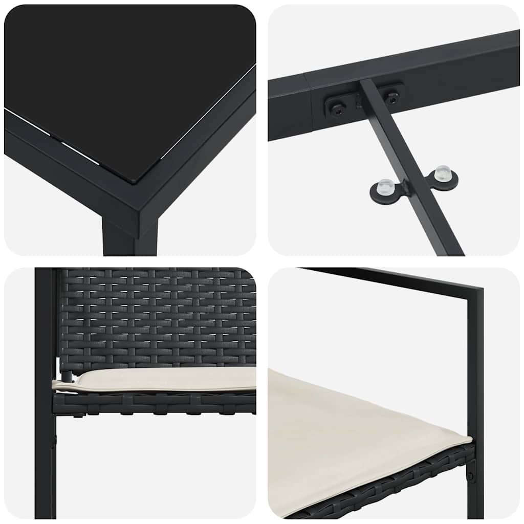 Garten Essgruppe 5 pcs Schwarz Poly Rattan