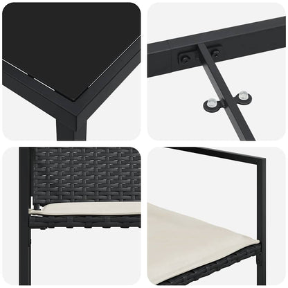 Garten Essgruppe 5 pcs Schwarz Poly Rattan