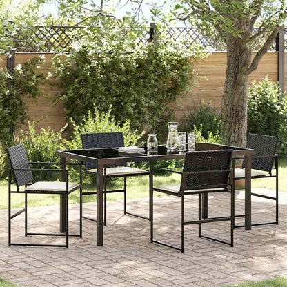 Garten Essgruppe 5 pcs Schwarz Poly Rattan
