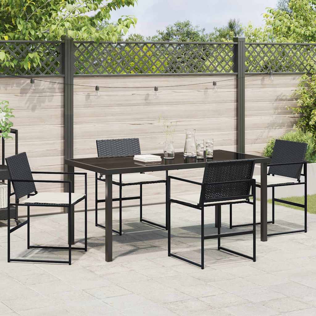 Garten Essgruppe 5 pcs Schwarz Poly Rattan