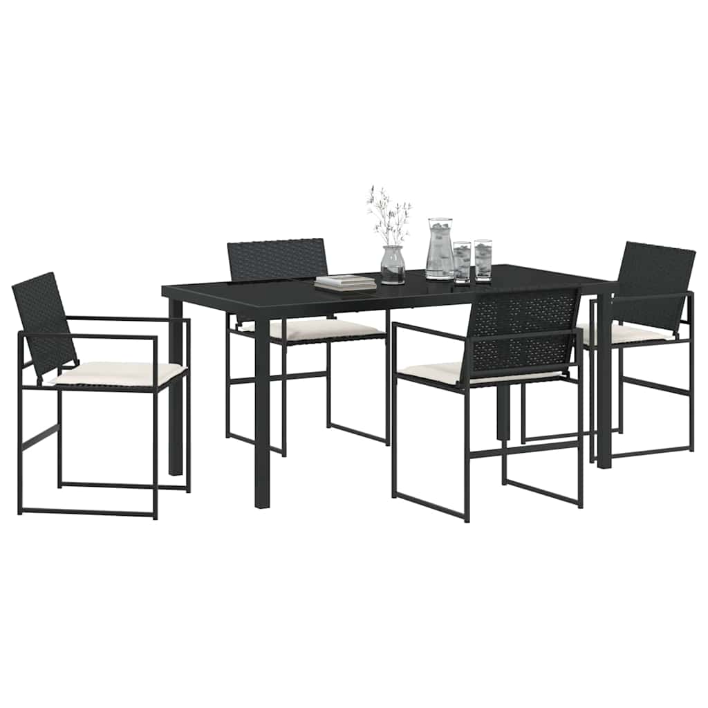 Garten Essgruppe 5 pcs Schwarz Poly Rattan