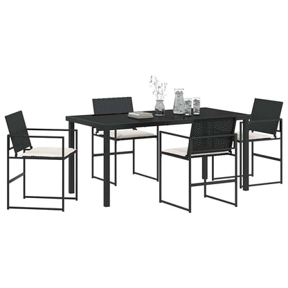 Garten Essgruppe 5 pcs Schwarz Poly Rattan