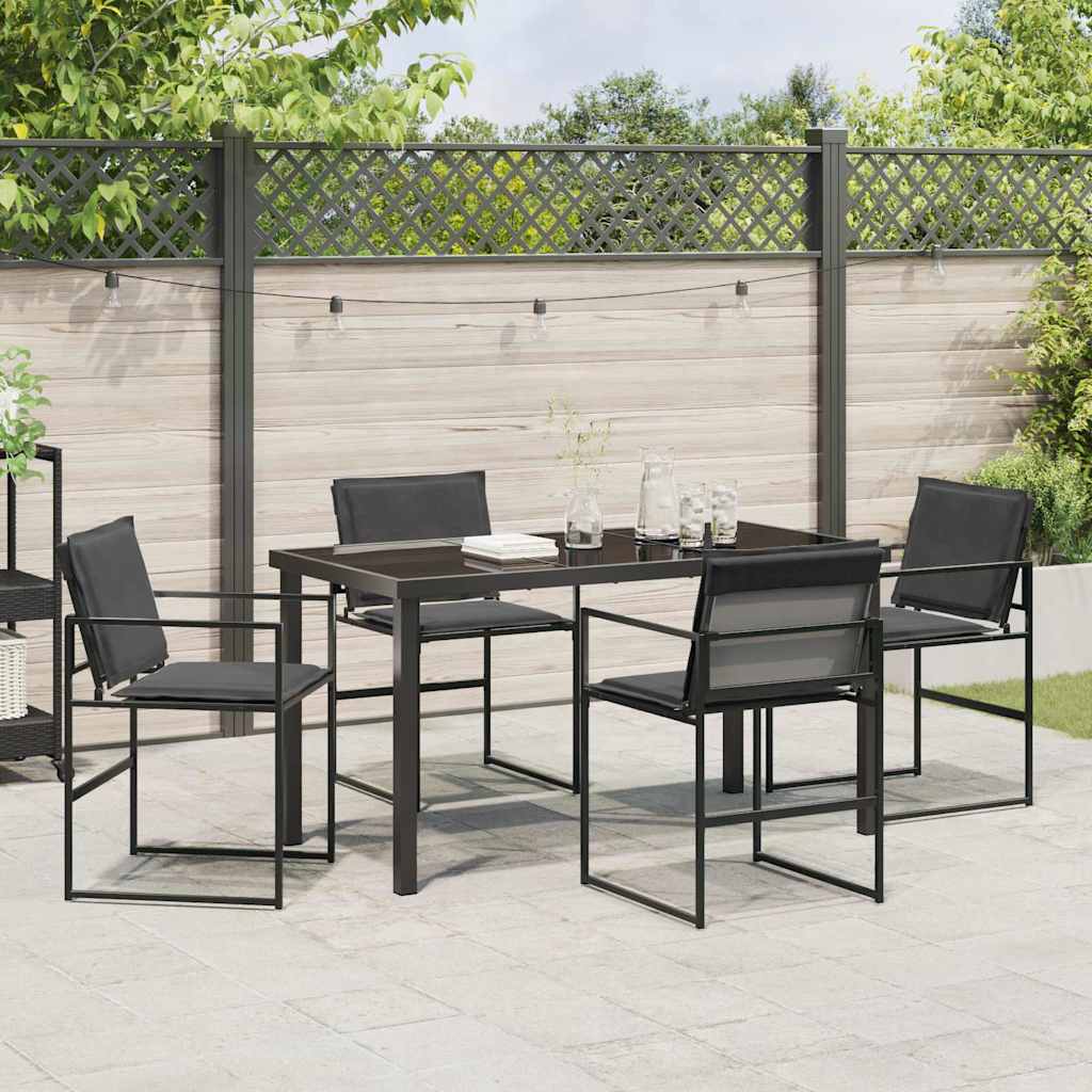 Garten Essgruppe 5 pcs Schwarz 140 x 70 x 73 cm