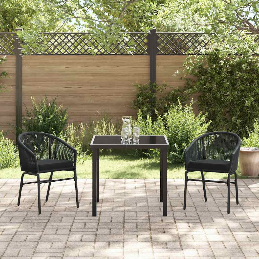 Garten Essgruppe 3 pcs Schwarz Poly Rattan