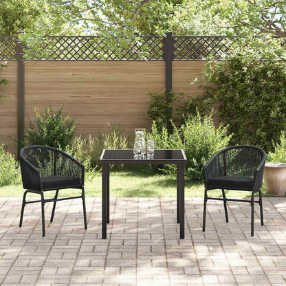 Garten Essgruppe 3 pcs Schwarz Poly Rattan