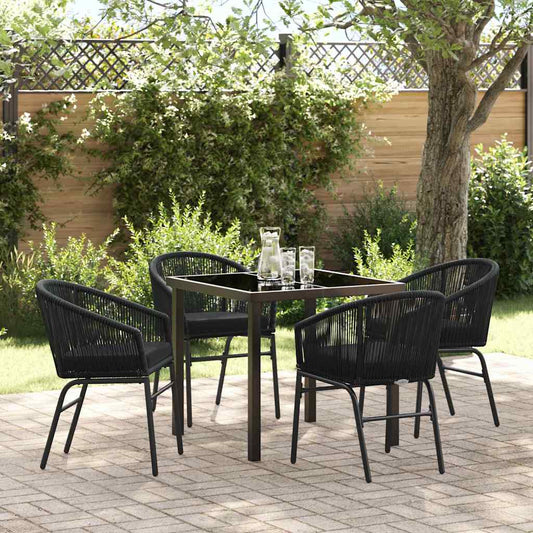 Garten Essgruppe 5 pcs Schwarz Poly Rattan