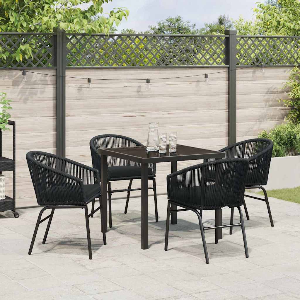 Garten Essgruppe 5 pcs Schwarz Poly Rattan