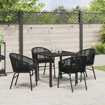 Garten Essgruppe 5 pcs Schwarz Poly Rattan