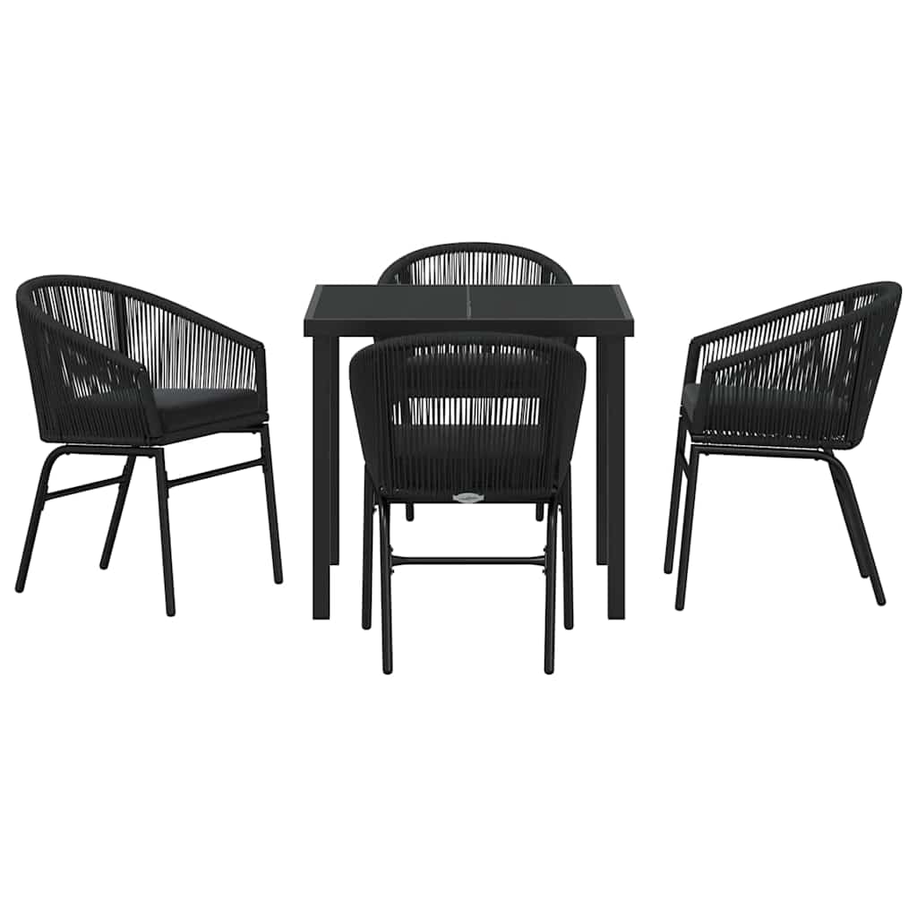 Garten Essgruppe 5 pcs Schwarz Poly Rattan