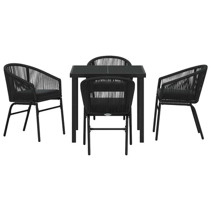 Garten Essgruppe 5 pcs Schwarz Poly Rattan