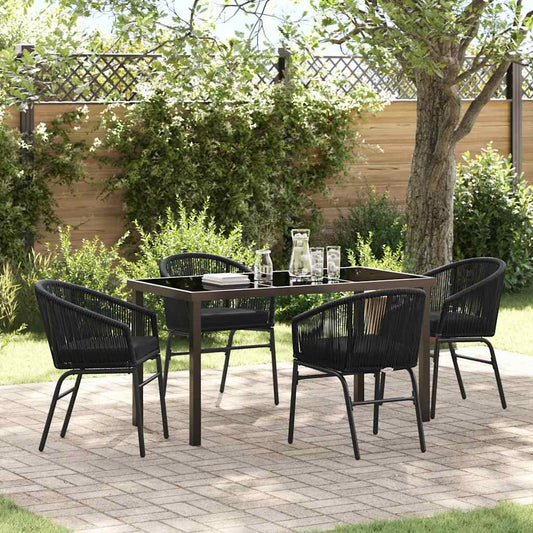 Garten Essgruppe 5 pcs Schwarz Poly Rattan