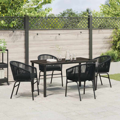 Garten Essgruppe 5 pcs Schwarz Poly Rattan