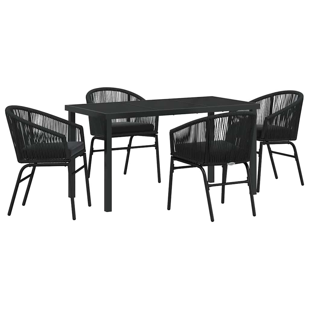 Garten Essgruppe 5 pcs Schwarz Poly Rattan