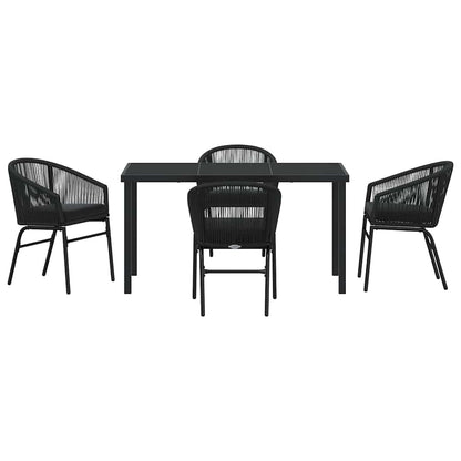 Garten Essgruppe 5 pcs Schwarz Poly Rattan
