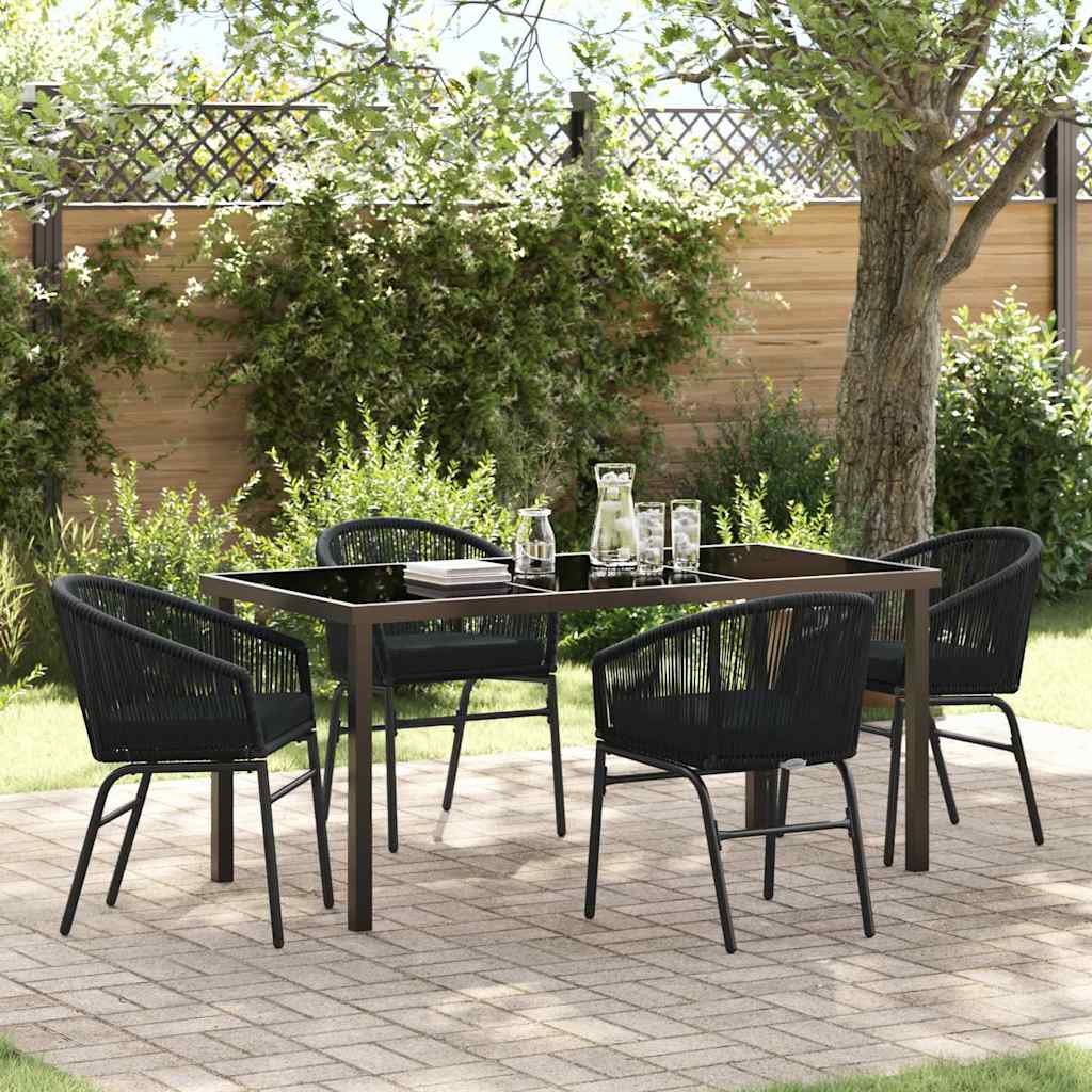 Garten Essgruppe 5 pcs Schwarz Poly Rattan