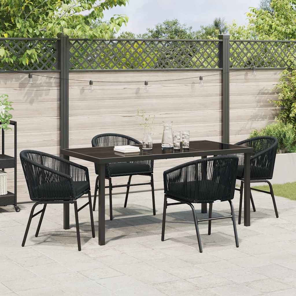 Garten Essgruppe 5 pcs Schwarz Poly Rattan