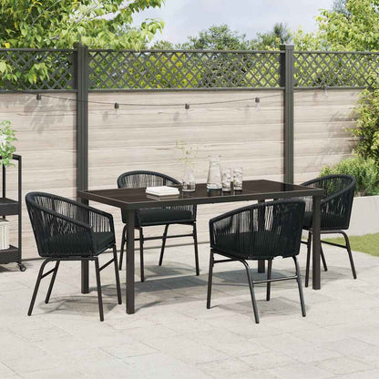 Garten Essgruppe 5 pcs Schwarz Poly Rattan