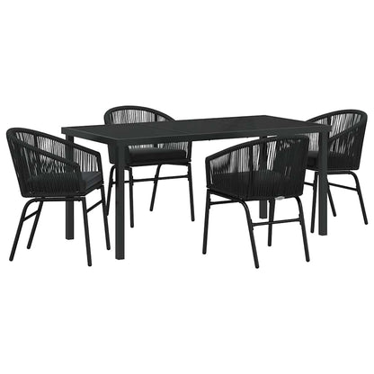 Garten Essgruppe 5 pcs Schwarz Poly Rattan