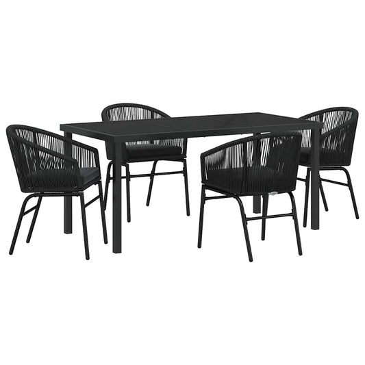Garten Essgruppe 5 pcs Schwarz Poly Rattan