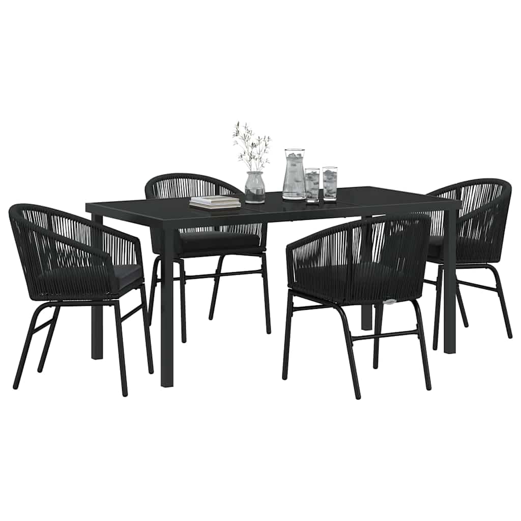 Garten Essgruppe 5 pcs Schwarz Poly Rattan