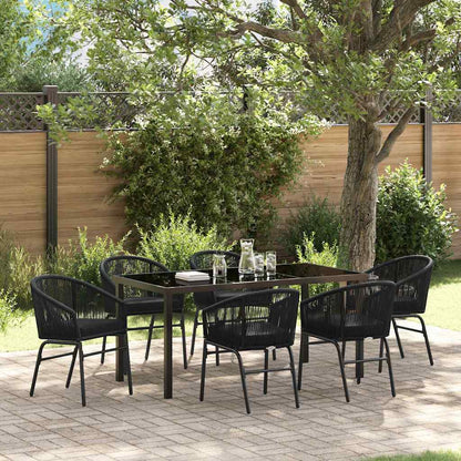 Garten Essgruppe 7 pcs Schwarz Poly Rattan