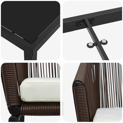 Garten Essgruppe 3 pcs Braun Poly Rattan