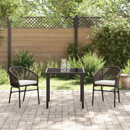 Garten Essgruppe 3 pcs Braun Poly Rattan
