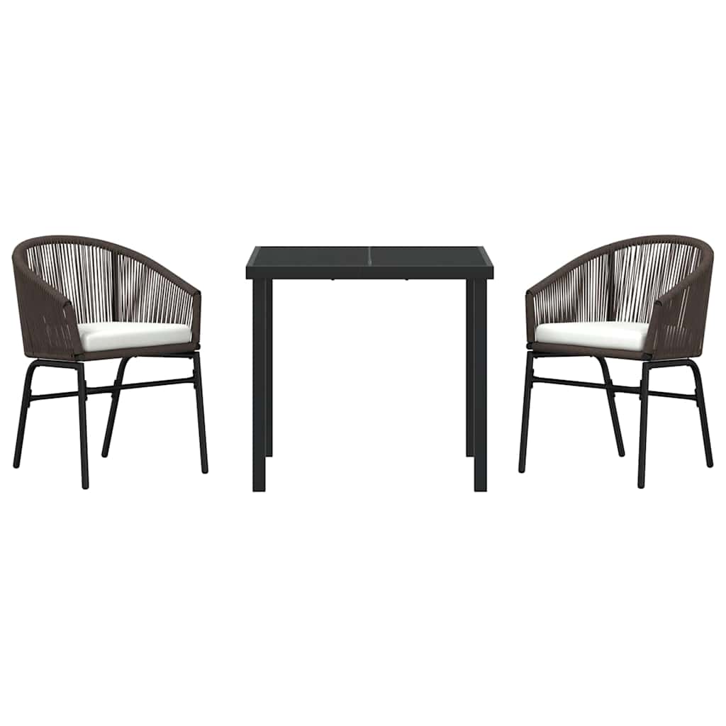 Garten Essgruppe 3 pcs Braun Poly Rattan