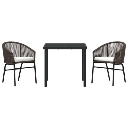 Garten Essgruppe 3 pcs Braun Poly Rattan