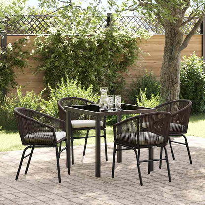 Garten Essgruppe 5 pcs Braun Poly Rattan