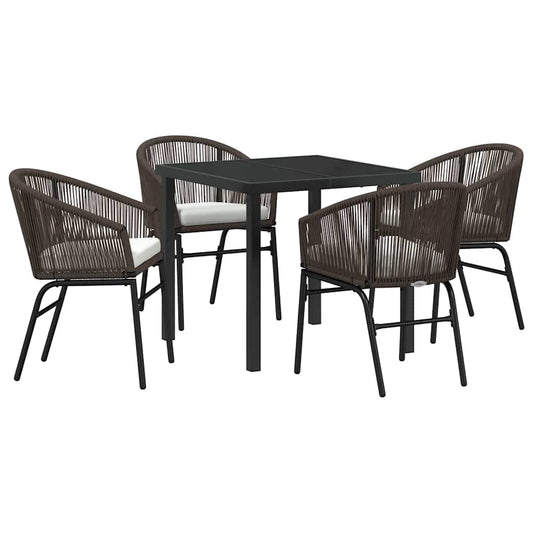 Garten Essgruppe 5 pcs Braun Poly Rattan