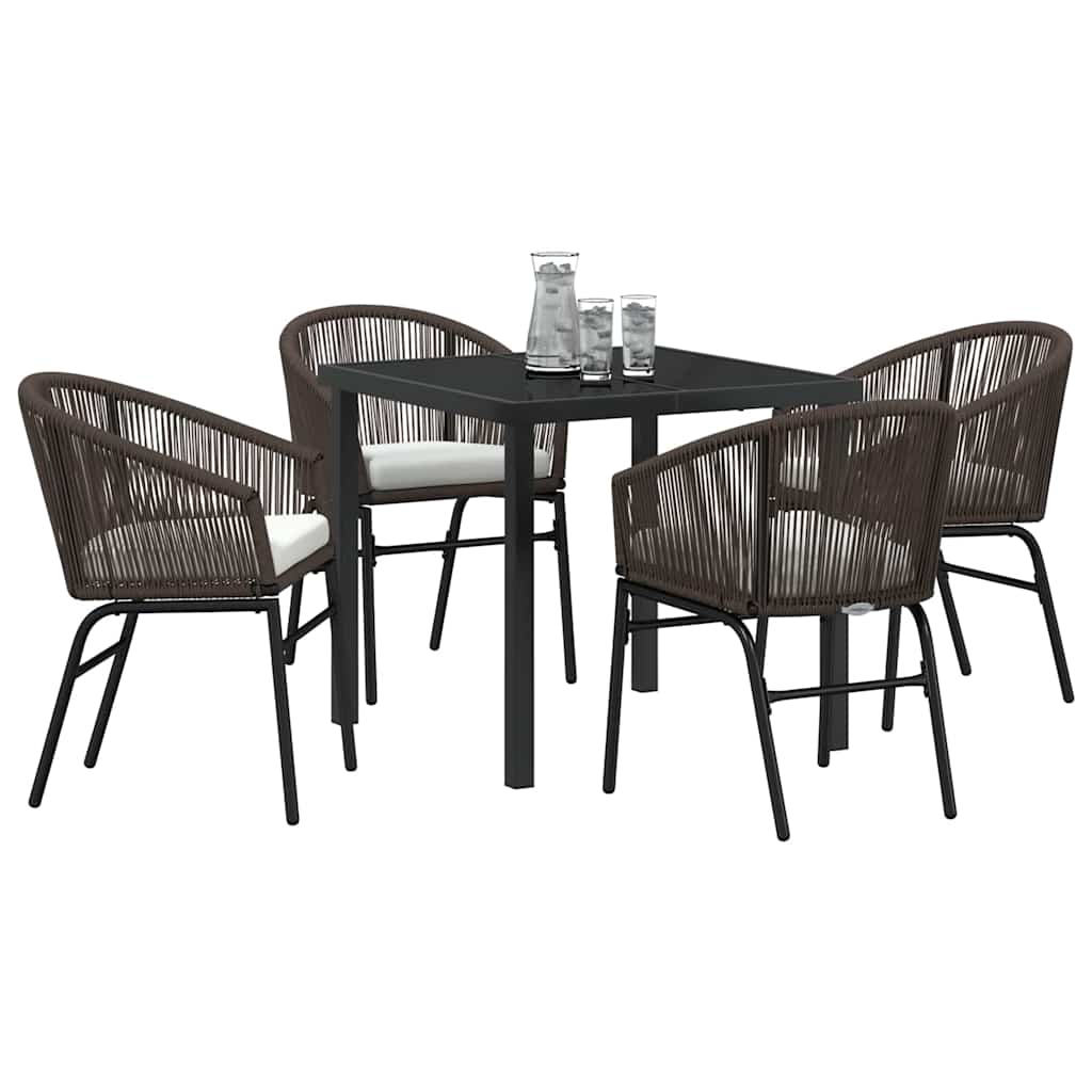 Garten Essgruppe 5 pcs Braun Poly Rattan