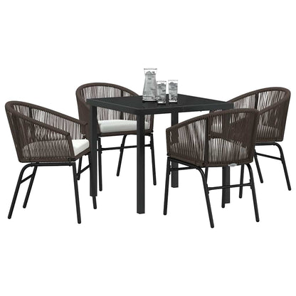 Garten Essgruppe 5 pcs Braun Poly Rattan
