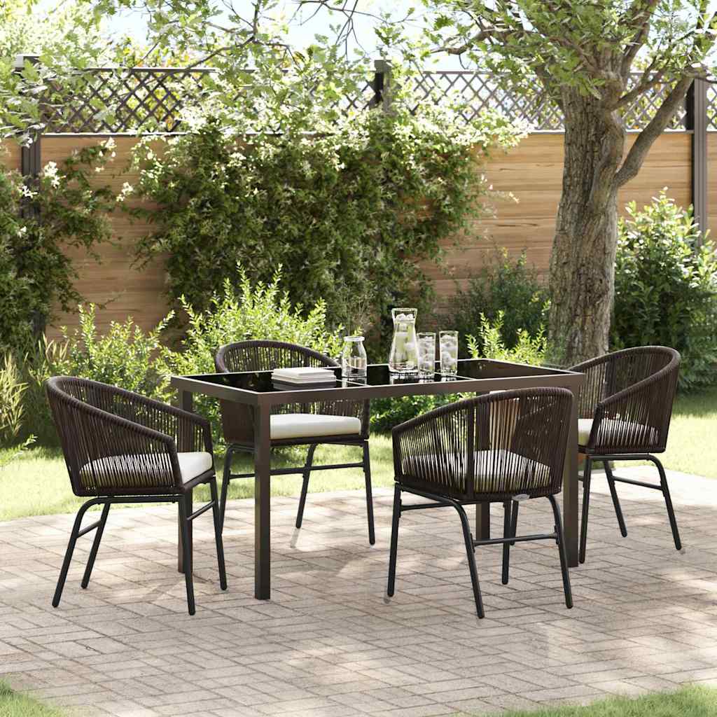 Garten Essgruppe 5 pcs Braun Poly Rattan