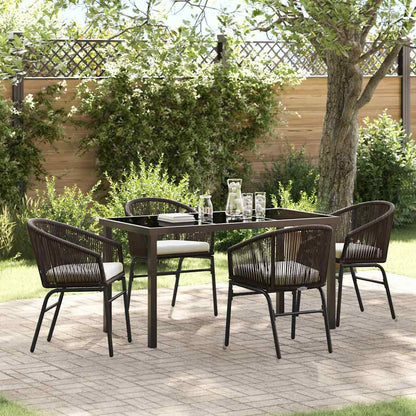 Garten Essgruppe 5 pcs Braun Poly Rattan
