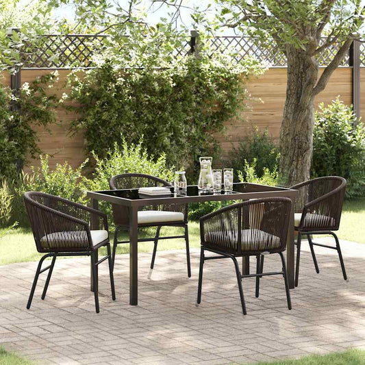 Garten Essgruppe 5 pcs Braun Poly Rattan