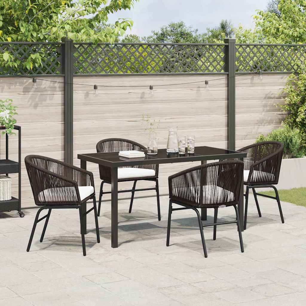 Garten Essgruppe 5 pcs Braun Poly Rattan