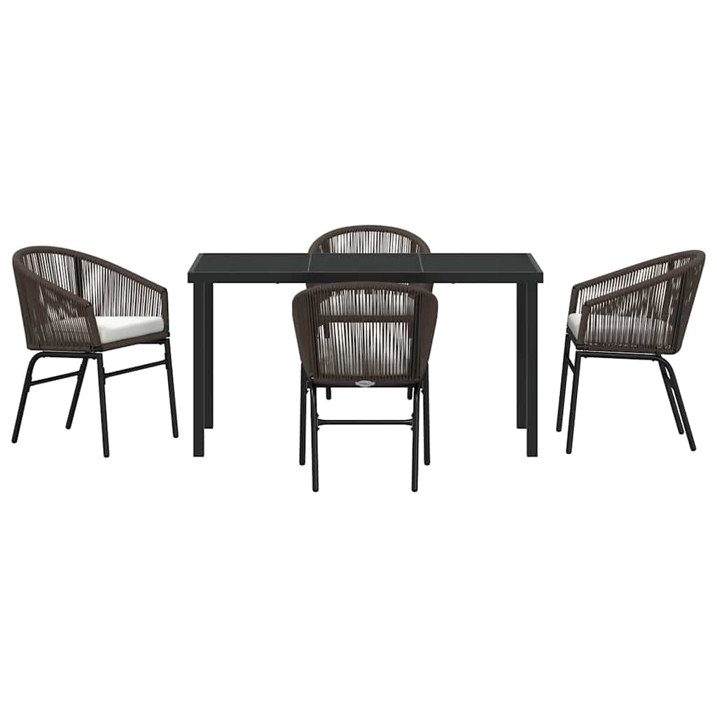 Garten Essgruppe 5 pcs Braun Poly Rattan