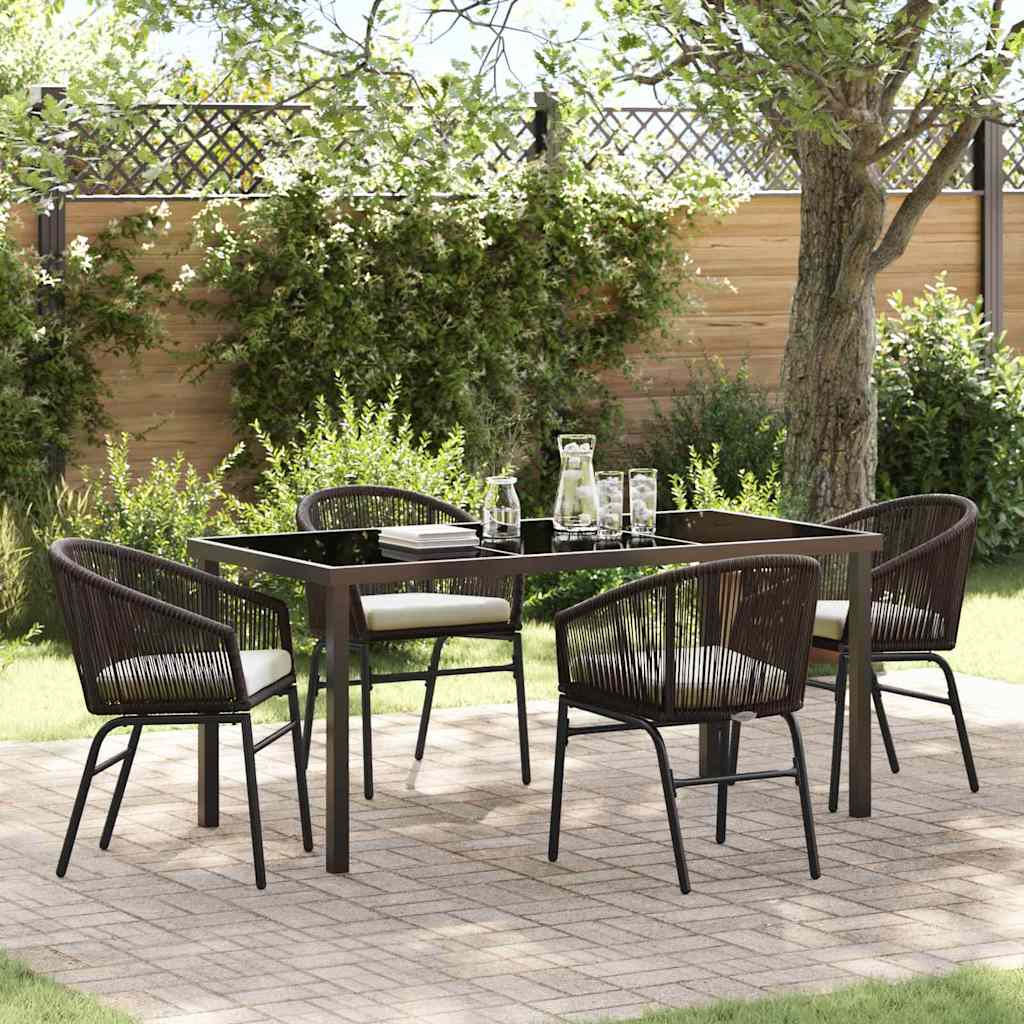 Garten Essgruppe 5 pcs Braun Poly Rattan