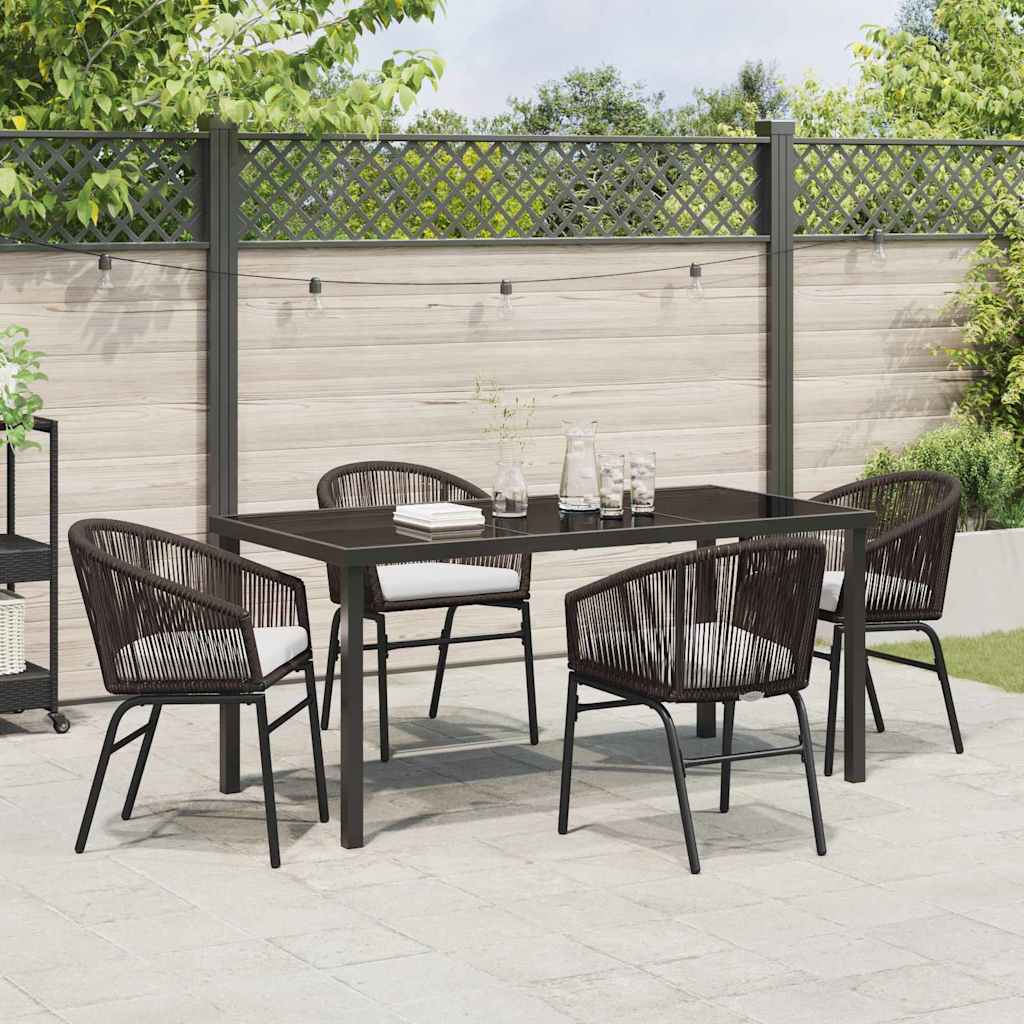Garten Essgruppe 5 pcs Braun Poly Rattan