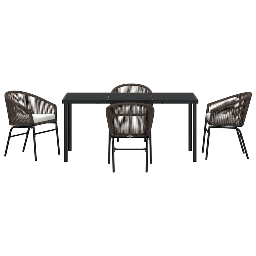 Garten Essgruppe 5 pcs Braun Poly Rattan