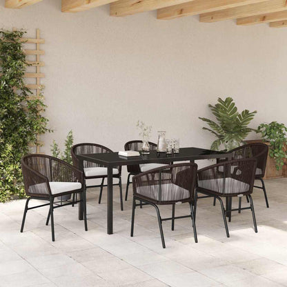 Garten Essgruppe 7 pcs Braun Poly Rattan