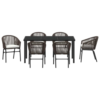 Garten Essgruppe 7 pcs Braun Poly Rattan