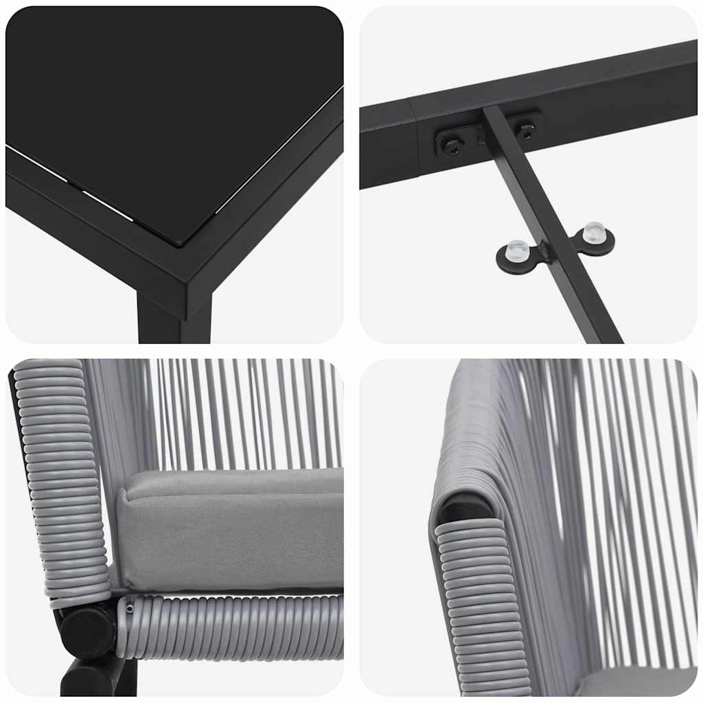 Garten Essgruppe 3 pcs Grau Poly Rattan