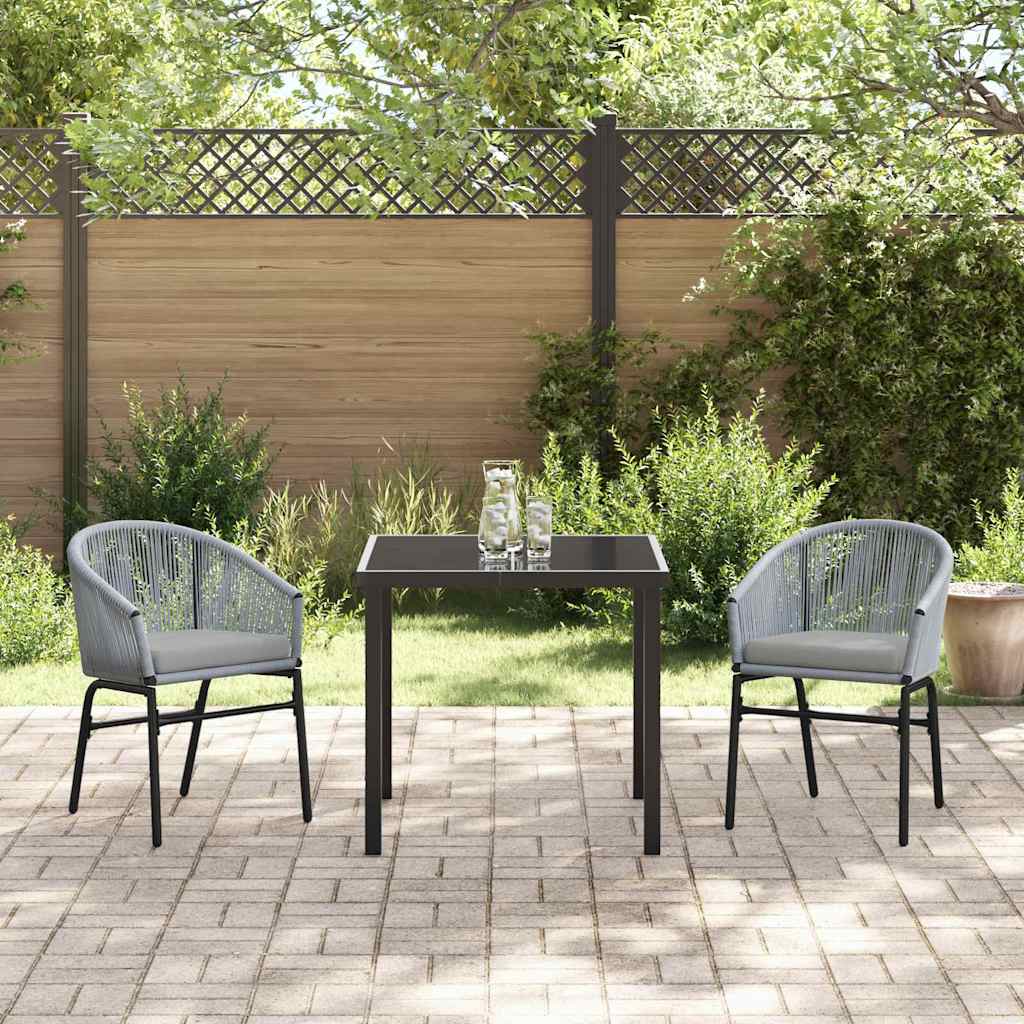 Garten Essgruppe 3 pcs Grau Poly Rattan