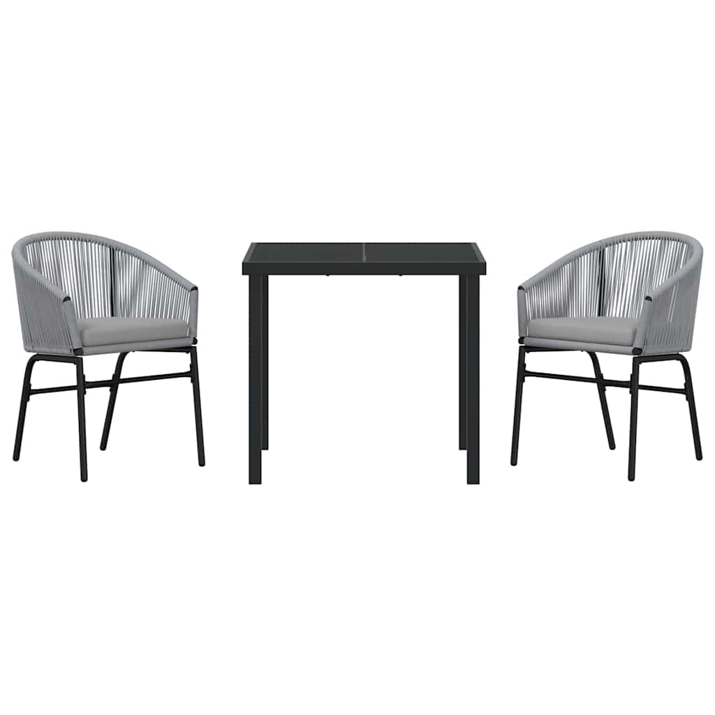 Garten Essgruppe 3 pcs Grau Poly Rattan